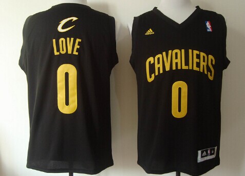 Cleveland Cavaliers #0 Kevin Love Revolution 30 Swingman Black With Gold Jersey