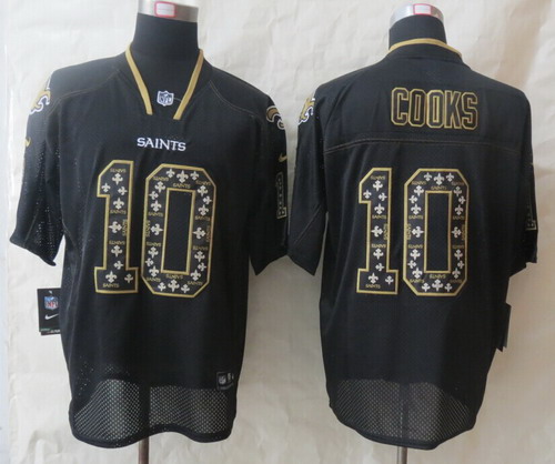 Nike New Orleans Saints #10 Brandin Cooks Lights Out Black Ornamented Elite Jersey