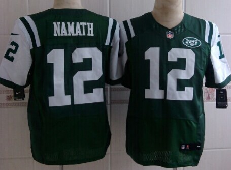 Nike New York Jets #12 Joe Namath Green Elite Jersey 