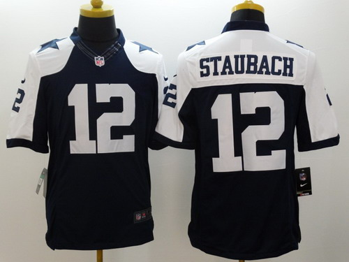 Nike Dallas Cowboys #12 Roger Staubach Blue Thanksgiving Limited Jersey