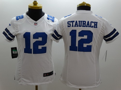 Nike Dallas Cowboys #12 Roger Staubach White Limited Womens Jersey