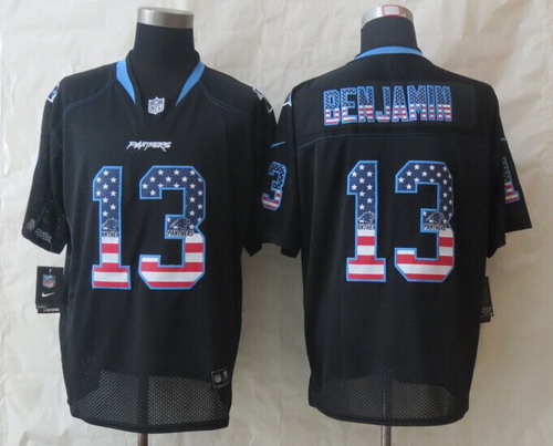 Nike Carolina Panthers #13 Kelvin Benjamin 2014 USA Flag Fashion Black Elite Jersey