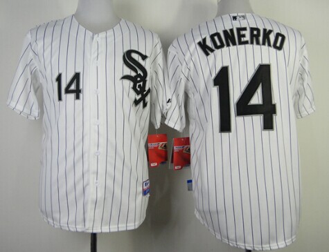 Chicago White Sox #14 Paul Konerko White With Black Pinstripe Jersey