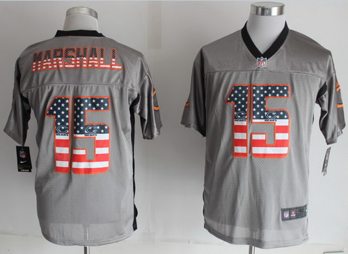 Nike Chicago Bears #15 Brandon Marshall 2014 USA Flag Fashion Gray Elite Jersey