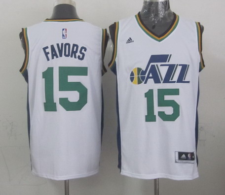 Utah Jazz #15 Derrick Favors Revolution 30 Swingman 2014 New White Swingman Jersey