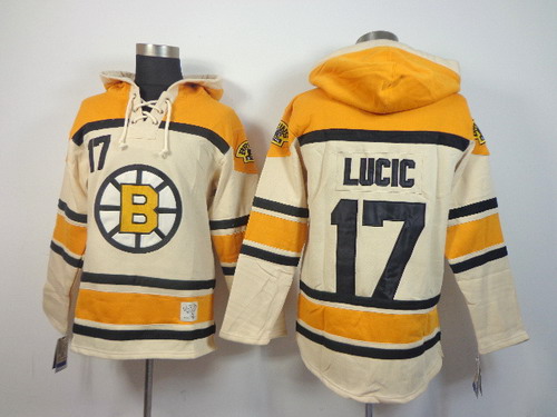 Old Time Hockey Boston Bruins #17 Milan Lucic Cream Hoodie