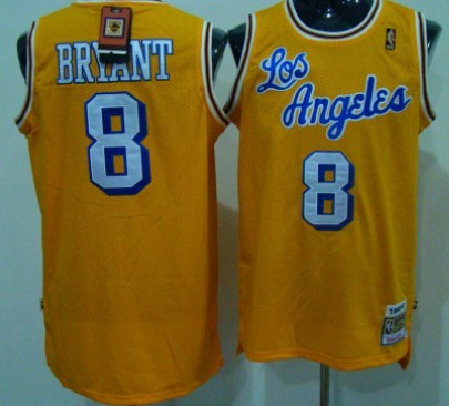 Los Angeles Lakers #8 Kobe Bryant Los Yellow Swingman Throwback Jersey 