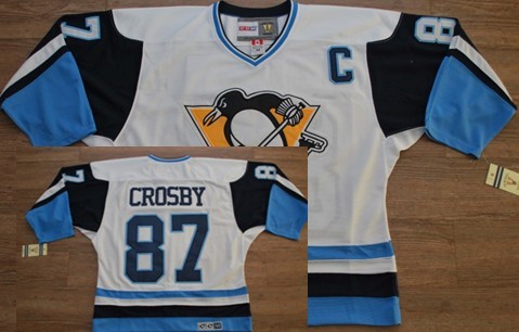 Pittsburgh Penguins #87 Sidney Crosby 1972 White With Light Blue Throwback CCM Jersey