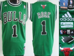 Chicago Bulls #1 Derrick Rose Green Swingman Jersey 