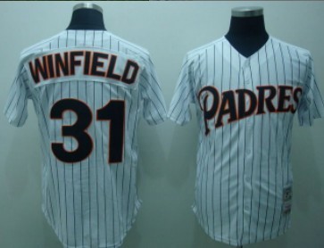 San Diego Padres #31 Dave Winfield 1987 White Pinstripe Throwback Jersey 