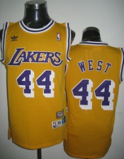 Los Angeles Lakers #44 Jerry West Yellow Swingman Throwback Jersey 