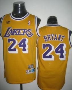 Los Angeles Lakers #24 Kobe Bryant Yellow Swingman Throwback Jersey 