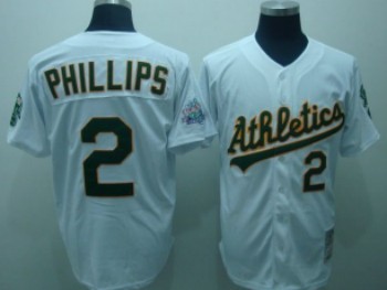 Oakland Athletics #2 Tony Phillips White Throwback Jersey