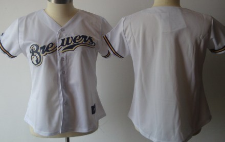 Milwaukee Brewers Blank White Womens Jersey 