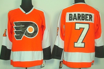 Philadelphia Flyers #7 Bill Barber Orange Throwback CCM Jersey 