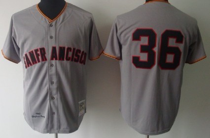 San Francisco Giants #36 Gaylord Perry 1962 Gray Wool Throwback Jersey