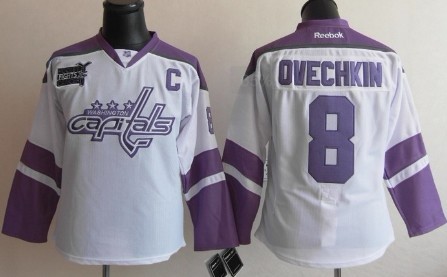 Washington Capitals #8 Alexander Ovechkin White Womens Fights Cancer Jersey