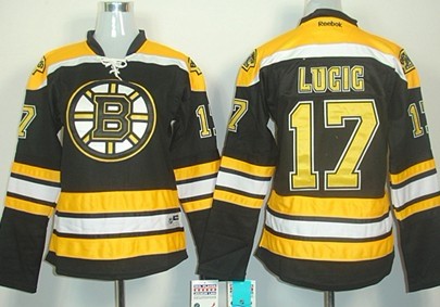 Boston Bruins #17 Milan Lucic Black Womens Jersey 