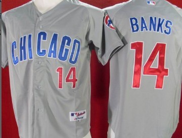 Chicago Cubs #14 Ernie Banks Gray Jersey 