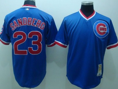 Chicago Cubs #23 Ryne Sandberg 1984 Blue Throwback Jersey