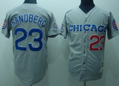 Chicago Cubs #23 Ryne Sandberg 1990 Gray Throwback Jersey 