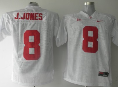 Alabama Crimson Tide #8 J.Jones White Jersey 