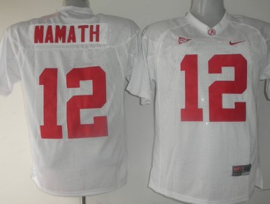 Alabama Crimson Tide #12 Namath White Jersey 