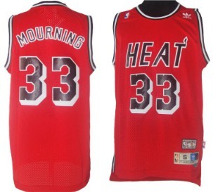 Miami Heat #33 Alonzo Mourning Red Swingman Throwback Jersey 