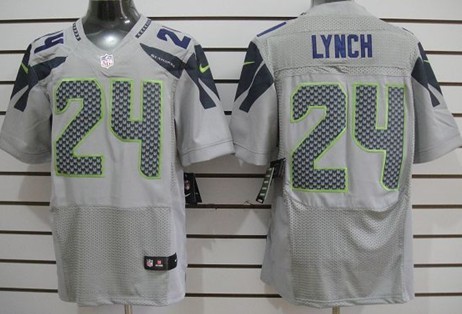 Nike Seattle Seahawks #24 Marshawn Lynch Gray Elite Jersey 