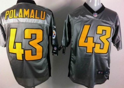 Nike Pittsburgh Steelers #43 Troy Polamalu Gray Shadow Elite Jersey 