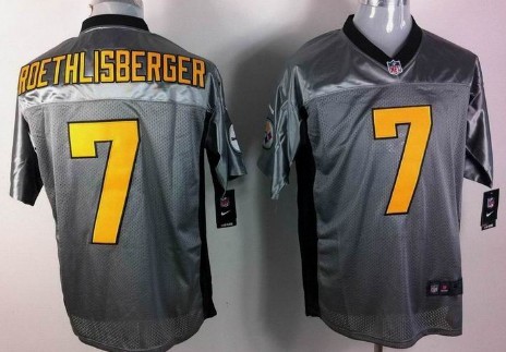 Nike Pittsburgh Steelers #7 Ben Roethlisberger Gray Shadow Elite Jersey 