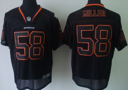 Nike Denver Broncos #58 Von Miller Lights Out Black Elite Jersey 