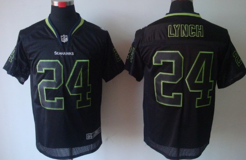 Nike Seattle Seahawks #24 Marshawn Lynch Lights Out Black Elite Jersey 