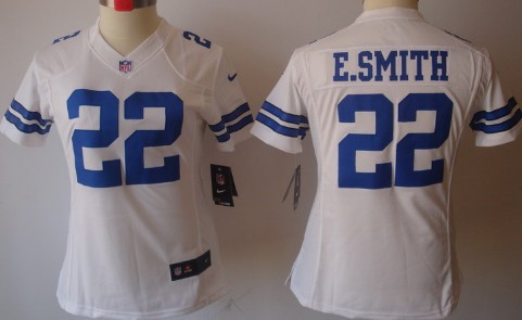 Nike Dallas Cowboys #22 Emmitt Smith White Limited Womens Jersey 