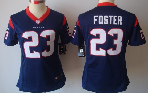 Nike Houston Texans #23 Arian Foster Blue Limited Womens Jersey 