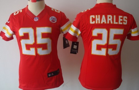 Nike Kansas City Chiefs #25 Jamaal Charles Red Limited Womens Jersey 