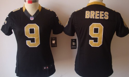 Nike New Orleans Saints #9 Drew Brees Black Limited Womens Jersey 