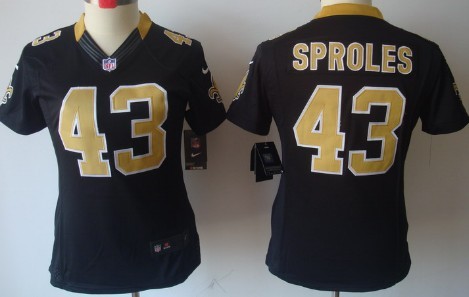 Nike New Orleans Saints #43 Darren Sproles Black Limited Womens Jersey 