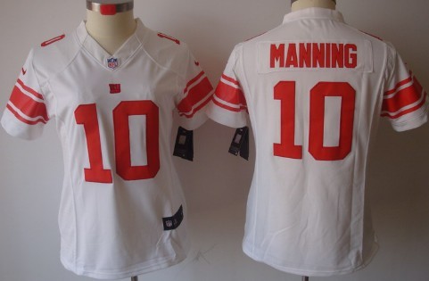 Nike New York Giants #10 Eli Manning White Limited Womens Jersey 