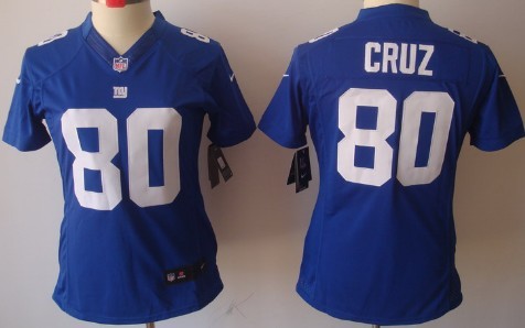 Nike New York Giants #80 Victor Cruz Blue Limited Womens Jersey 