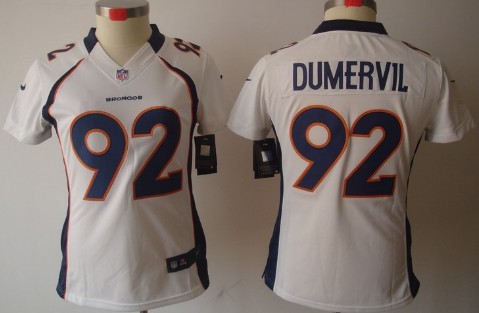 Nike Denver Broncos #92 Elvis Dumervil White Limited Womens Jersey 