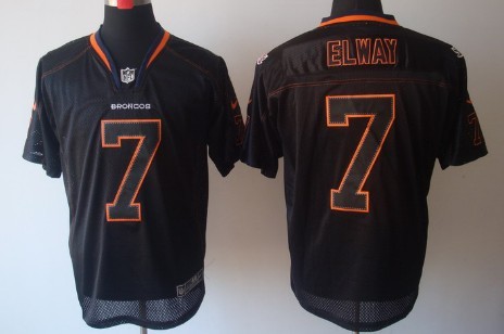 Nike Denver Broncos #7 John Elway Lights Out Black Elite Jersey 