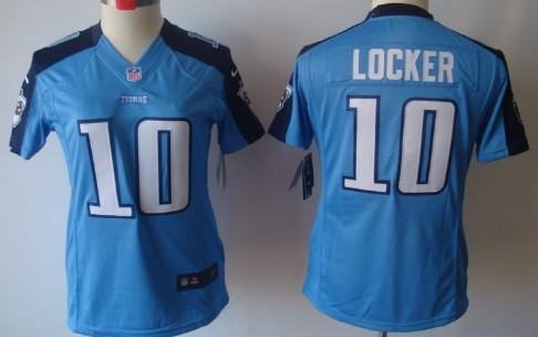 Nike Tennessee Titans #10 Jake Locker Light Blue Limited Womens Jersey 