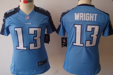 Nike Tennessee Titans #13 Kendall Wright Light Blue Limited Womens Jersey 