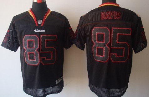 Nike San Francisco 49ers #85 Vernon Davis Lights Out Black Elite Jersey 