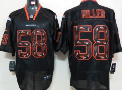 Nike Denver Broncos #58 Von Miller Lights Out Black Ornamented Elite Jersey 