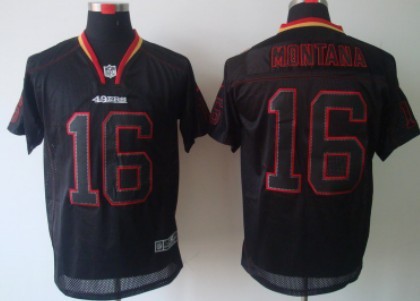 Nike San Francisco 49ers #16 Joe Montana Lights Out Black Elite Jersey 