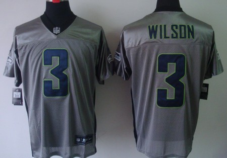 Nike Seattle Seahawks #3 Russell Wilson Gray Shadow Elite Jersey 