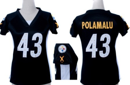 Nike Pittsburgh Steelers #43 Troy Polamalu 2012 Black Womens Draft Him II Top Jersey