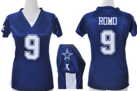 Nike Dallas Cowboys #9 Tony Romo 2012 Blue Womens Draft Him II Top Jersey 